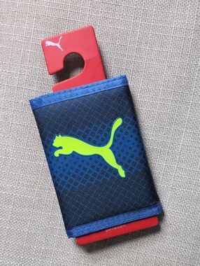 NWT Puma Blue Neon Yellow Trifold Sport Wallet One Size